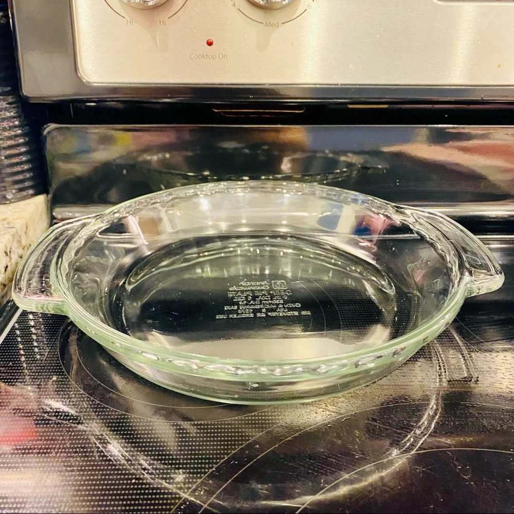 Anchor Ovenware 9” Deep Pie Plate 1 Quart Microwave Safe Glassware Clear USA